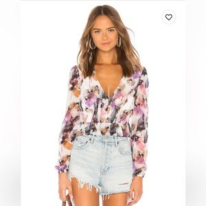 House of Harlow floral cropped top blouse